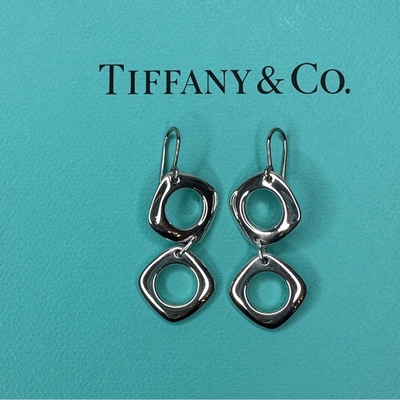 Tiffany & Co. Jewelry - TIFFANY & CO Sterling Silver Cushion Drop Hook Earrings Rare Retired